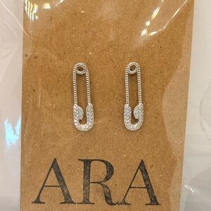 Ara Silver Safety Pin Earrings